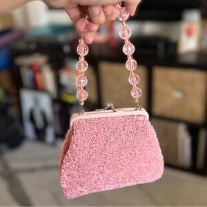 Christiana EUC Pink Beaded Small Bag - Made in India